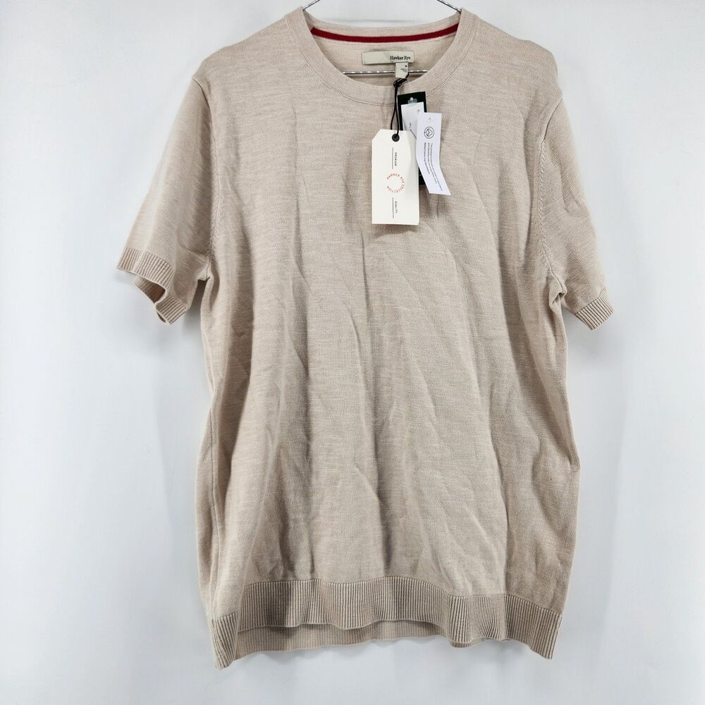Hawker Rye Men's Beige Medium Vintage Slub Sweater‎ Knit Tee NWT